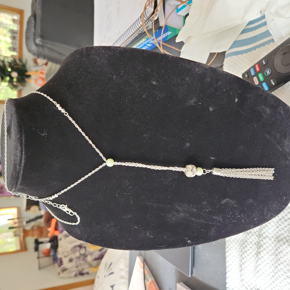 Elegant Silver Tassel Necklace